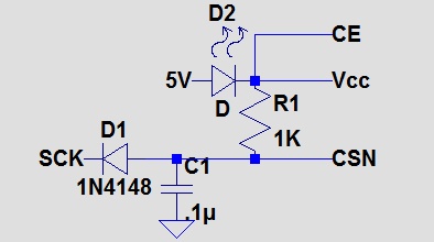 Controlling Nrf24l01+ RF module with 3 I/O pins