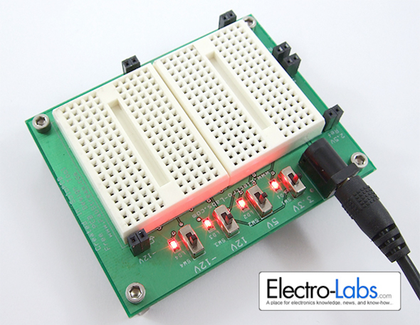 DIY prototyping board with regulated power supplies