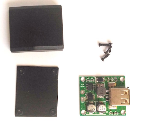 Buck converter with plastic enclosure and screws