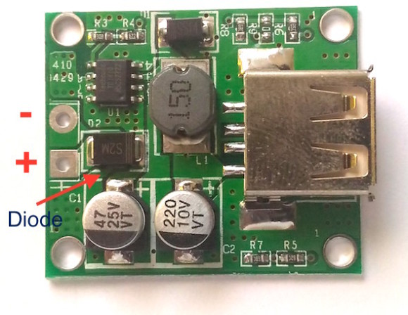 Close up view of TD1410-based 5V buck converter