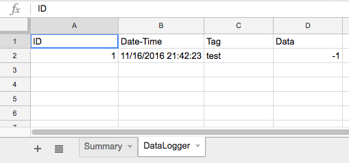 Test data posted to Google sheet