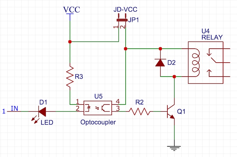 Relay and optocoupler circuit