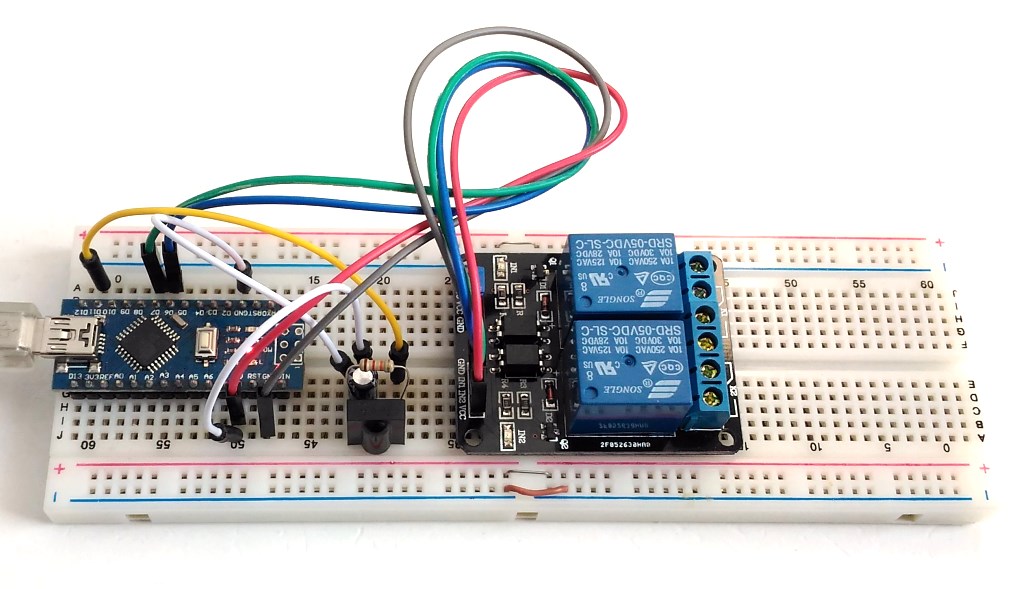 Complete circuit setup on a breadboard