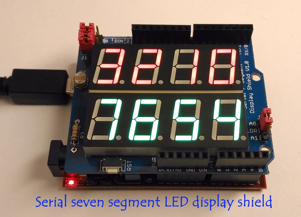 Serial seven segment LED display shield
