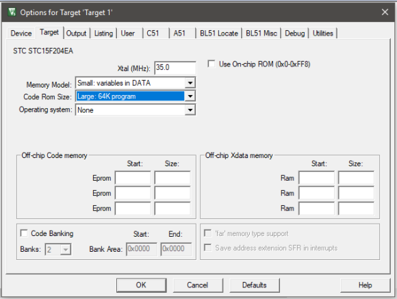 Keil Target Settings 1