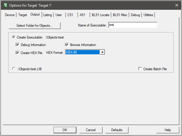 Keil Target Settings 2