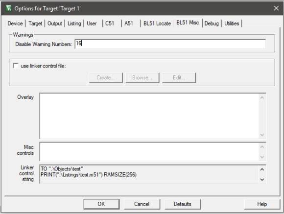 Keil Target Settings 4