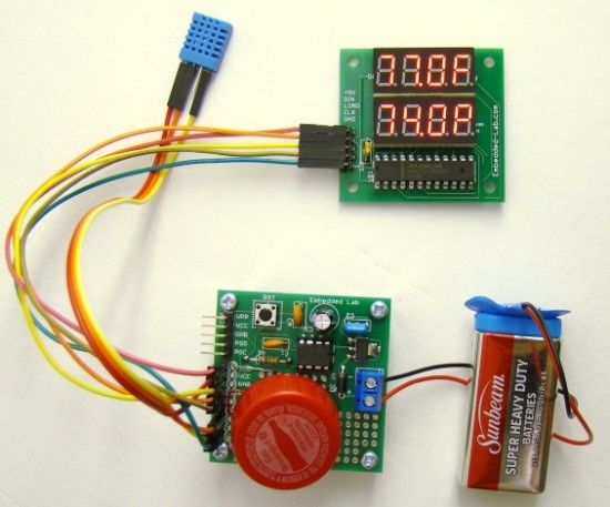 Temperature and relative humidity display with adaptive brightness ...