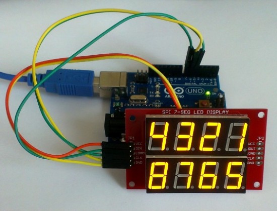 MAX7219-based double row 4-digit seven segment LED display | Embedded Lab